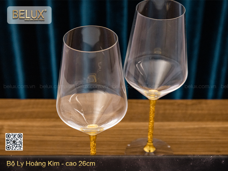 Ly Rượu Vang Pha Lê Vàng trang trí